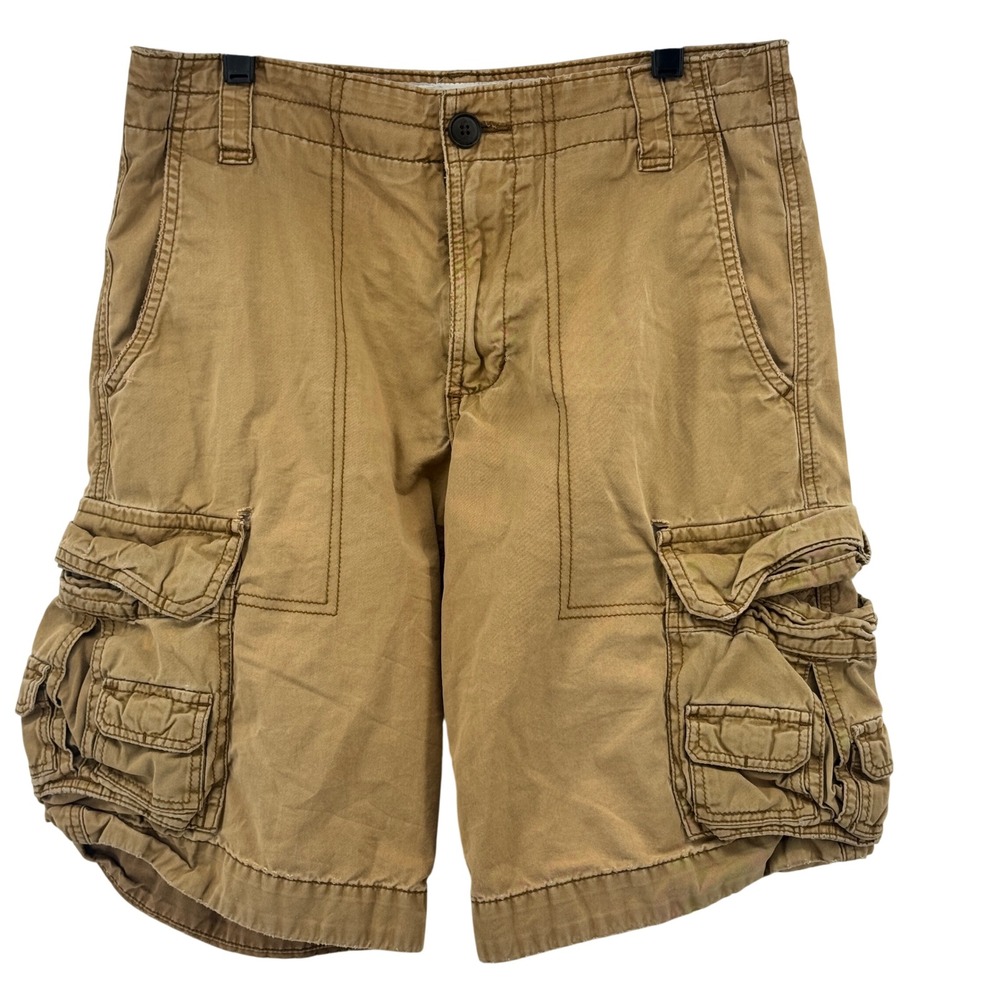 Aeropostale Mens Cargo Shorts Tan‎ Khaki Cotton Utility Sz 30 (Fits 31) Utility
